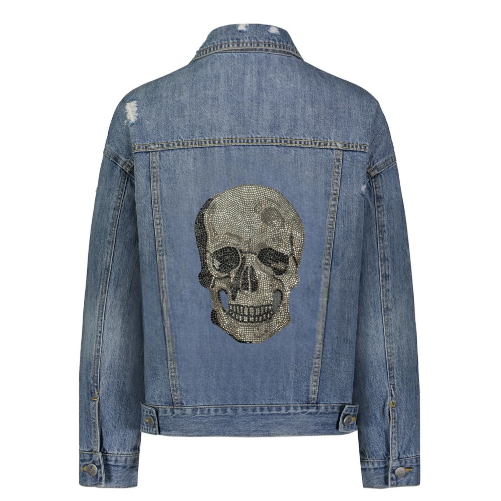 Skull Crystal Denim Jacket Small
